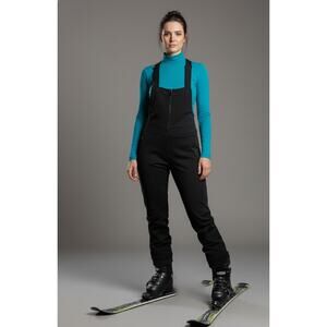 Schoeller Skifans Womens Ski Bib Pants Black Wool Blend USA Sz12 Vintage MadeUSA